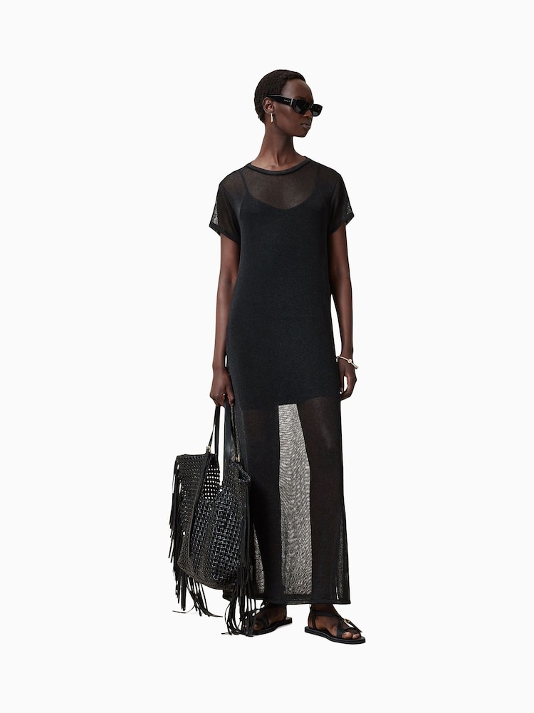 AllSaints Black Thea Sparkle Dress - Image 1 of 8