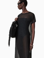 AllSaints Black Thea Sparkle Dress - Image 5 of 8