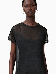 AllSaints Black Thea Sparkle Dress - Image 6 of 8