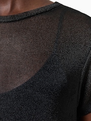 AllSaints Black Thea Sparkle Dress - Image 7 of 8