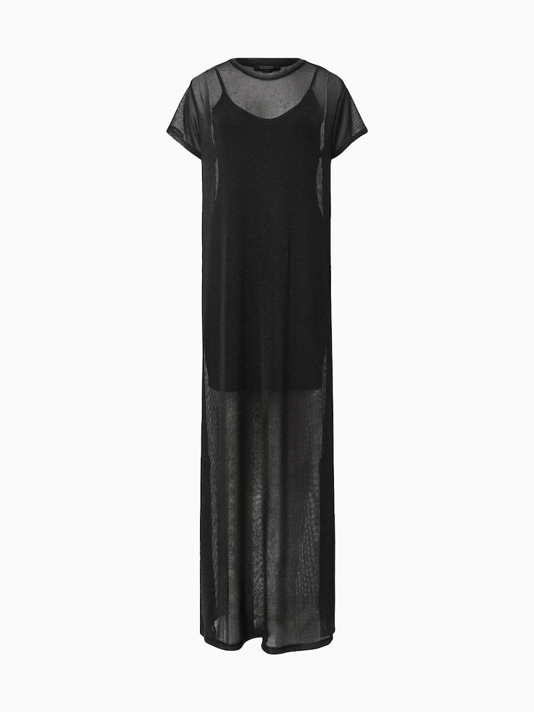 AllSaints Black Thea Sparkle Dress - Image 8 of 8
