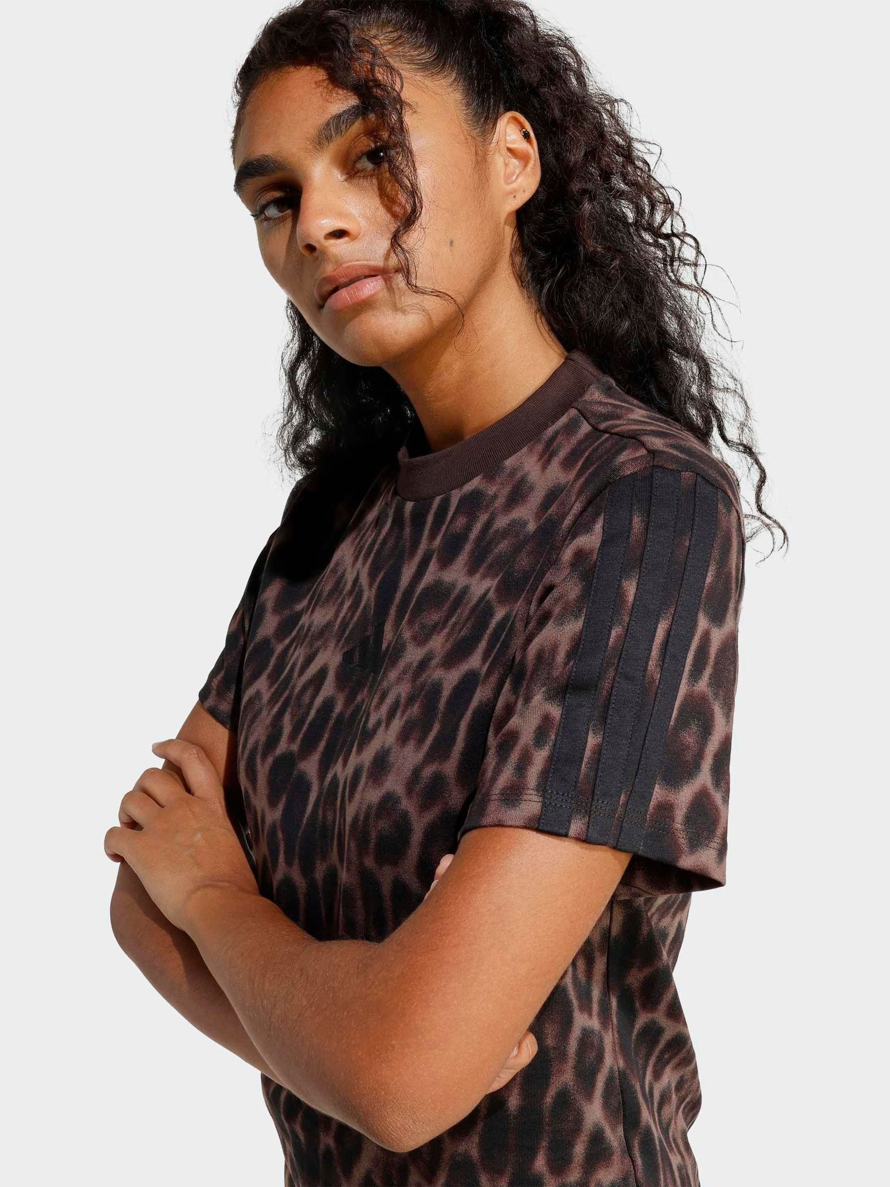 Buy adidas Natural Seasonal Essentials Leopard Print T-Shirt With