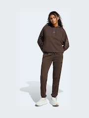 adidas Brown Seasonal Essentials Leopard Print French Terry Hoodie With 3-Stripes - Image 3 of 6