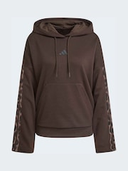 adidas Brown Seasonal Essentials Leopard Print French Terry Hoodie With 3-Stripes - Image 6 of 6
