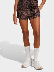 adidas Natural Seasonal Essentials Leopard Print Woven Shorts With 3-Stripes - Image 1 of 6