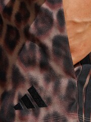 adidas Natural Seasonal Essentials Leopard Print Woven Shorts With 3-Stripes - Image 5 of 6