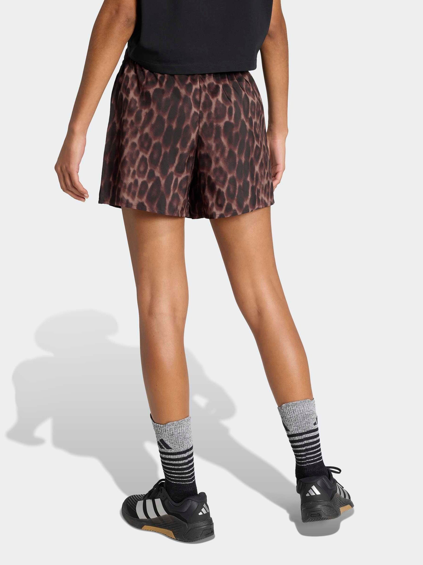 Buy adidas Brown Workout Essentials Leopard Woven Shorts from Next