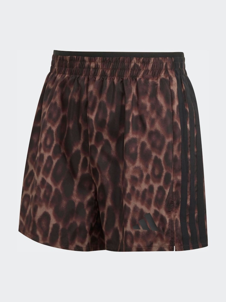 adidas Brown Workout Essentials Leopard Woven Shorts - Image 6 of 6
