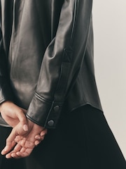 Nothing Ordinary Black Leather Shirt - Image 5 of 11