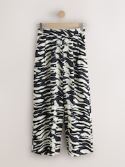 Black/White Wide Leg Trousers With Linen - Image 6 of 8