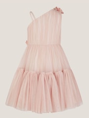 Monsoon Pink Ruby Asymmetric Flower Tulle Dress - Image 2 of 3