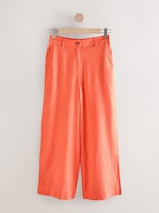 وردي مرجاني - Smart Front Linen Blend Wide Leg Trousers - صورة 7 من 9