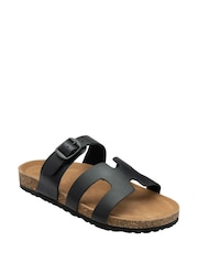 Dunlop Black Leather Mule Sandals - Image 1 of 3