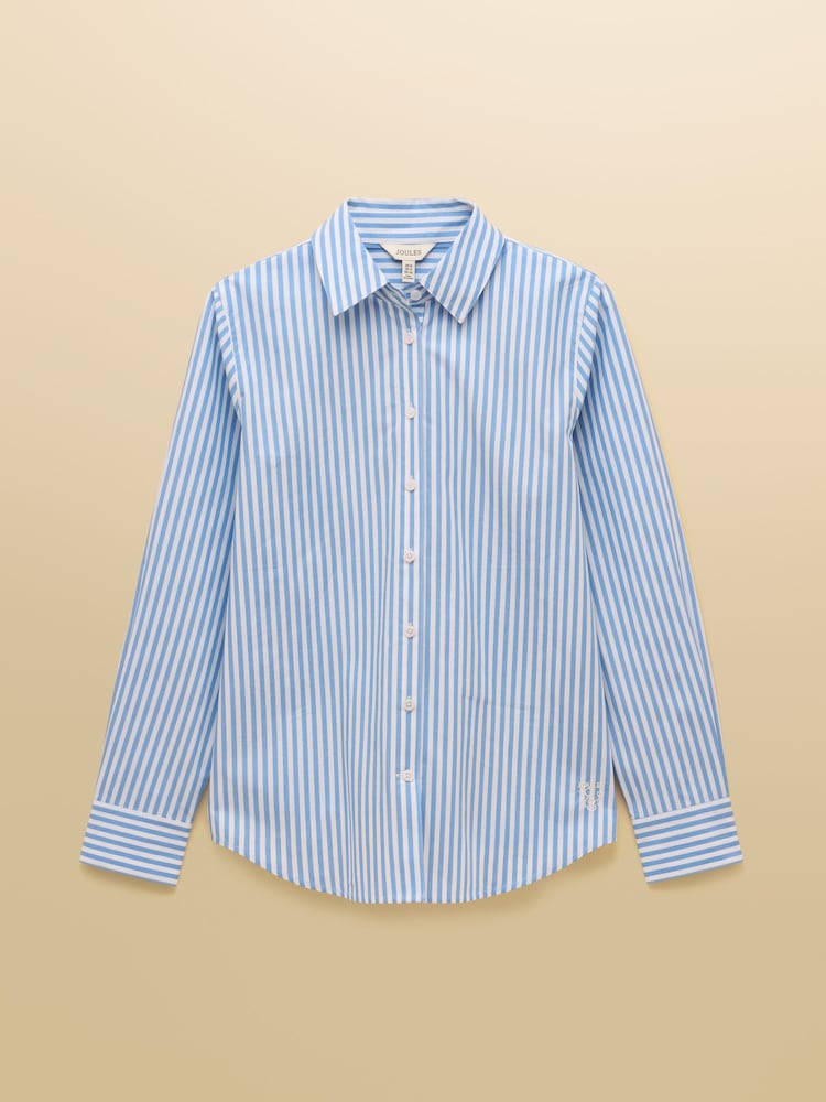 Joules Classic Fit Blue Striped Poplin Shirt - Image 8 of 8