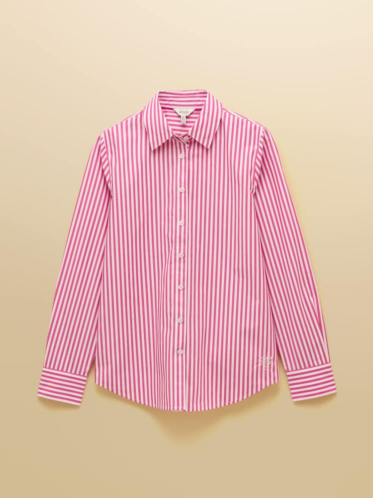 Joules Classic Fit Pink Striped Poplin Shirt - Image 10 of 10