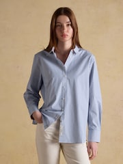 Joules Boyfriend Fit Blue Striped Poplin Shirt - Image 1 of 9