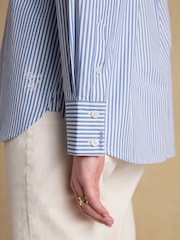 Joules Boyfriend Fit Blue Striped Poplin Shirt - Image 7 of 9