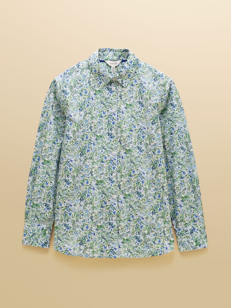 Joules Boyfriend Fit Green Ditsy Poplin Shirt - Image 10 of 10