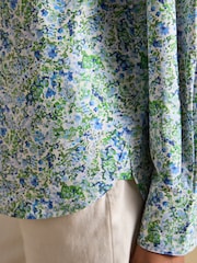 Joules Boyfriend Fit Green Ditsy Poplin Shirt - Image 4 of 10