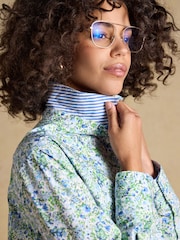 Joules Boyfriend Fit Green Ditsy Poplin Shirt - Image 8 of 10