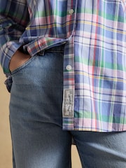 Joules Boyfriend Fit Blue Checked Oxford Shirt - Image 4 of 8