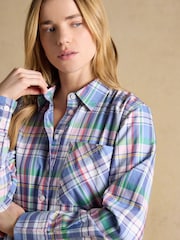 Joules Boyfriend Fit Blue Checked Oxford Shirt - Image 6 of 8