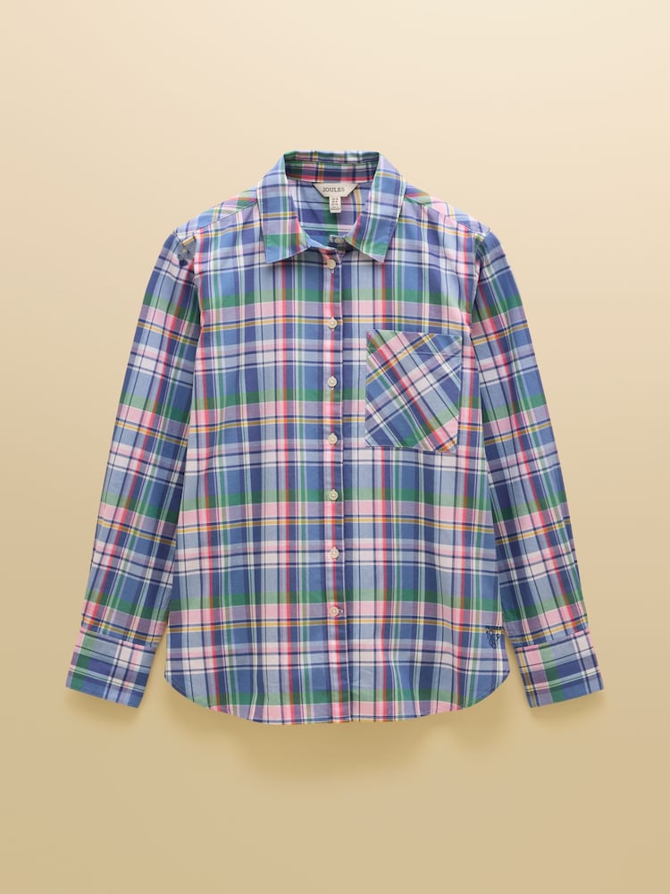 Joules Boyfriend Fit Blue Checked Oxford Shirt - Image 8 of 8
