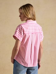 Joules Kiera Pink Stripe Short Sleeve Relaxed Fit Shirt - Image 2 of 8
