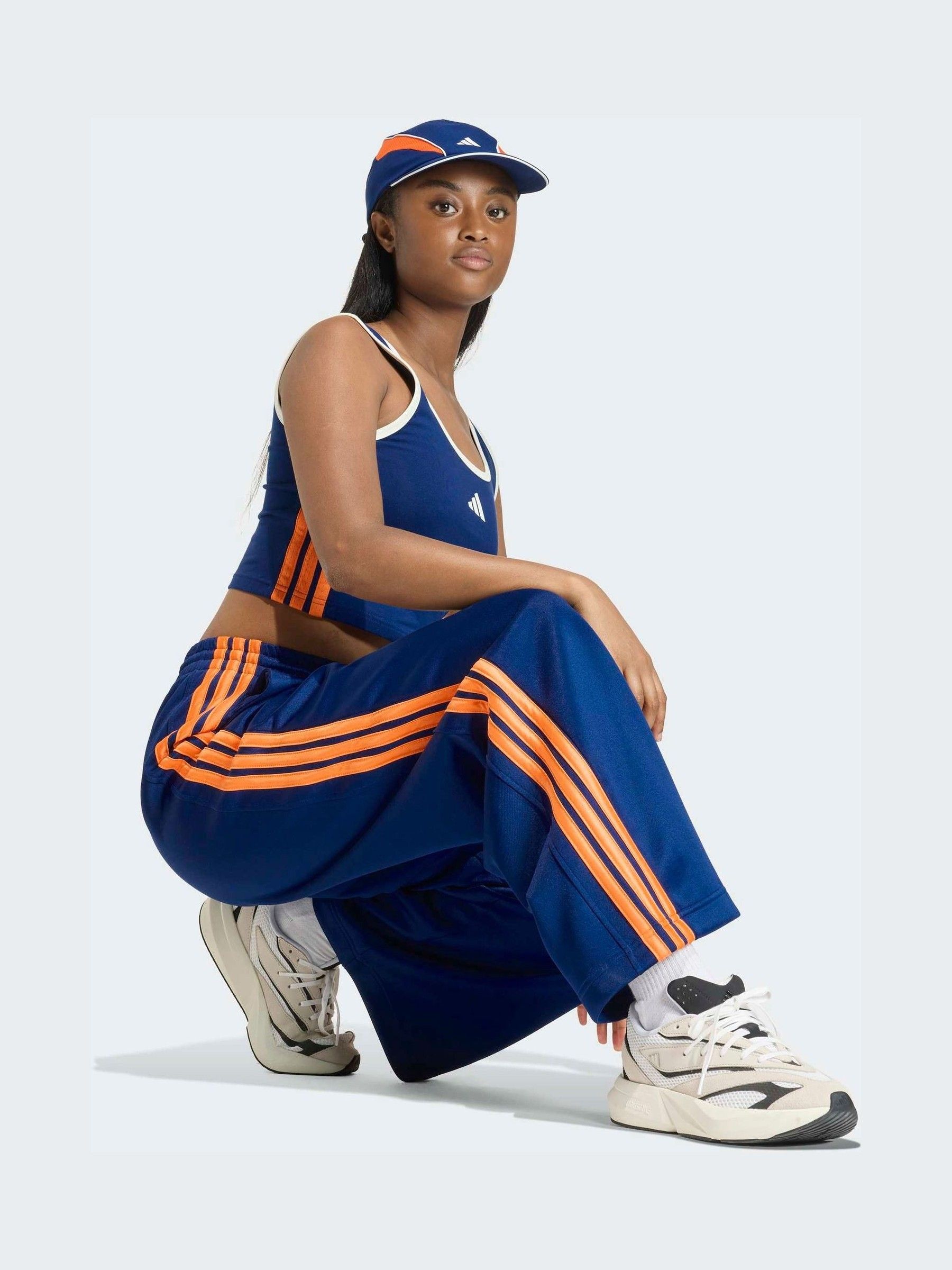 Buy adidas Blue/Orange Stadium Loose Fit 3-Stripes Trackpant