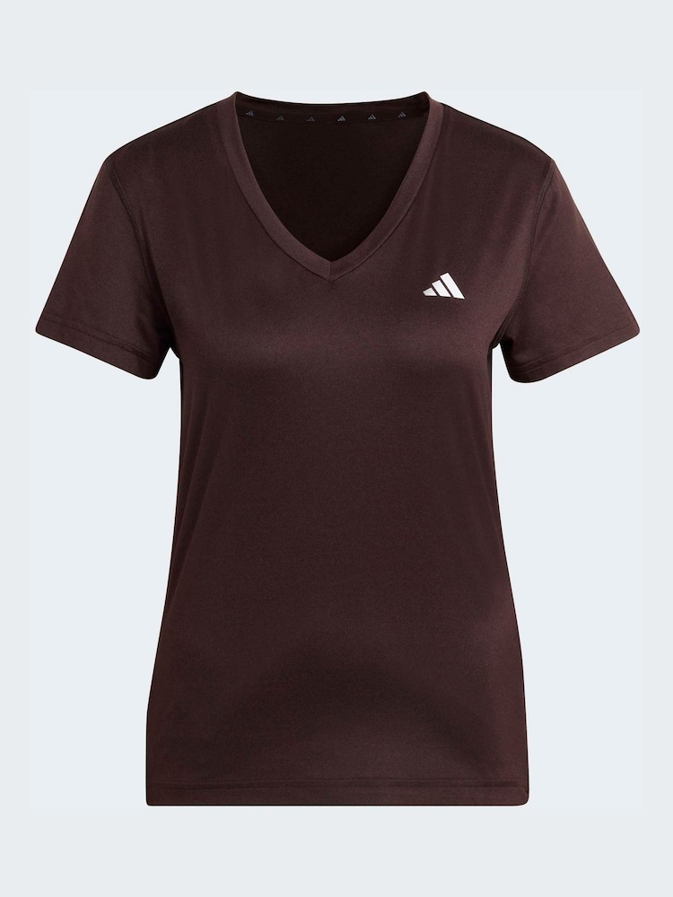 adidas Brown Workout Essentials V-Neck T-Shirt - Image 4 of 4