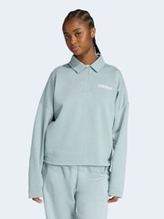 adidas Green Essentials Linear Polo Sweatshirt - Image 1 of 6