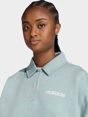 adidas Green Essentials Linear Polo Sweatshirt - Image 4 of 6