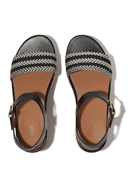FitFlop Platfforms V-Weave Leather Heeled Black Sandals - Image 4 of 5