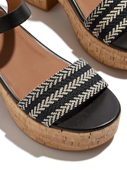 FitFlop Platfforms V-Weave Leather Heeled Black Sandals - Image 5 of 5