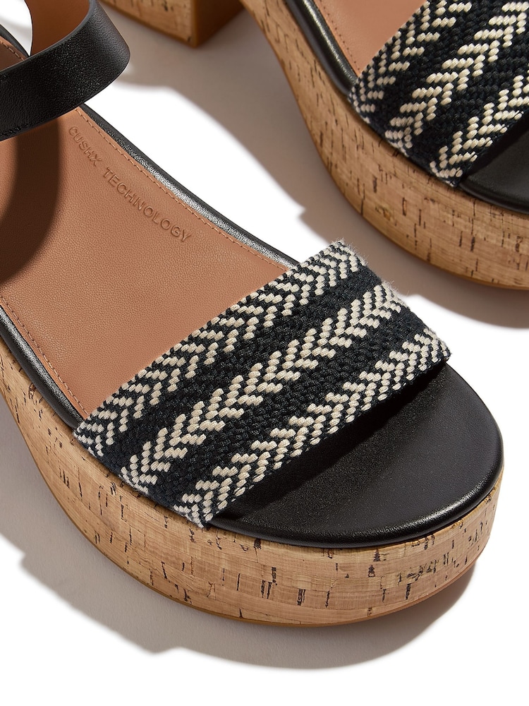 FitFlop Platfforms V-Weave Leather Heeled Black Sandals - Image 5 of 5
