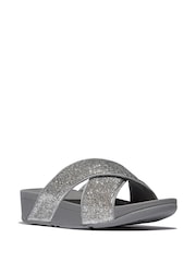 FitFlop Silver Lulu Crinkled-Shimmer Cross Slides - Image 3 of 5