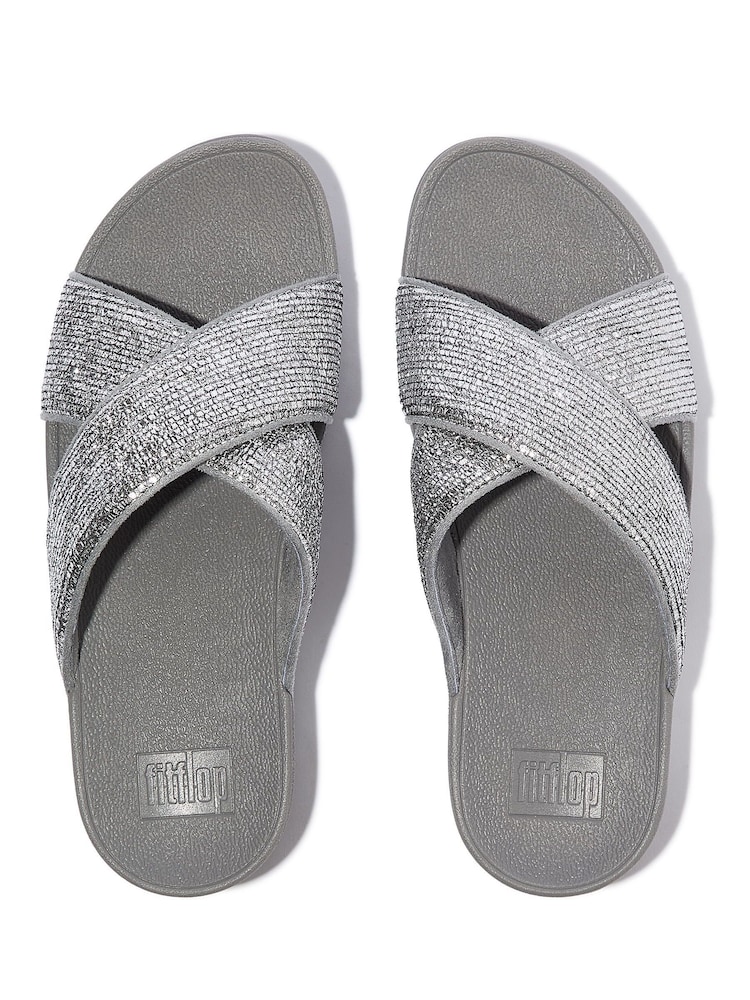 FitFlop Silver Lulu Crinkled-Shimmer Cross Slides - Image 4 of 5