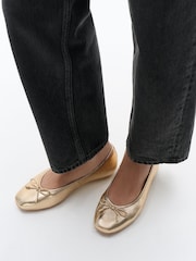 FitFlop Silver Delicato Bow Soft Metallic Leather Ballet Flats - Image 2 of 5