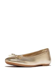 FitFlop Silver Delicato Bow Soft Metallic Leather Ballet Flats - Image 3 of 5