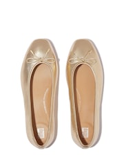 FitFlop Silver Delicato Bow Soft Metallic Leather Ballet Flats - Image 4 of 5