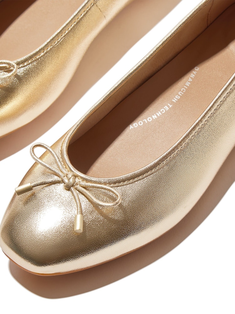FitFlop Silver Delicato Bow Soft Metallic Leather Ballet Flats - Image 5 of 5