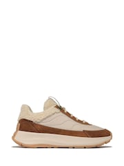 FitFlop F-Mode Flow Shearling Mix Brown Sneakers - Image 2 of 5