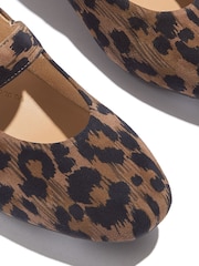 FitFlop Delicato Leopard Print Suede Mary Brown Janes - Image 4 of 4