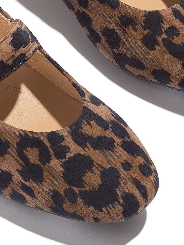 FitFlop Delicato Leopard Print Suede Mary Brown Janes - Image 4 of 4 FitFlop Delicato Leopard Print Suede Mary Brown Janes - Image 4 of 4