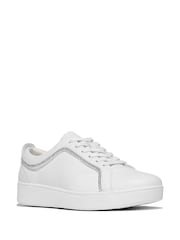 FitFlop Rally Crystal Trim Leather Sneakers - Image 2 of 4