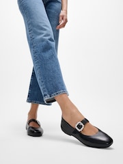 FitFlop Delicato Crystal Buckle Leather Mary Janes Shoes - Image 1 of 5