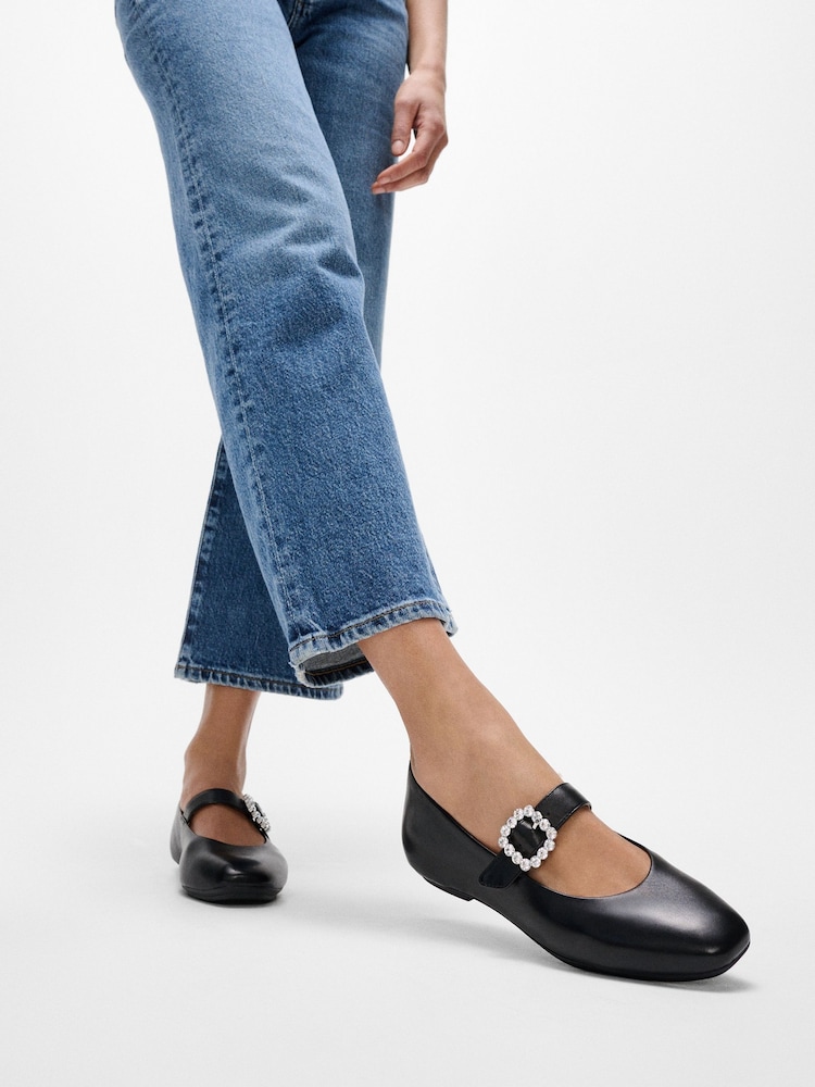 FitFlop Delicato Crystal Buckle Leather Mary Janes Shoes - Image 1 of 5