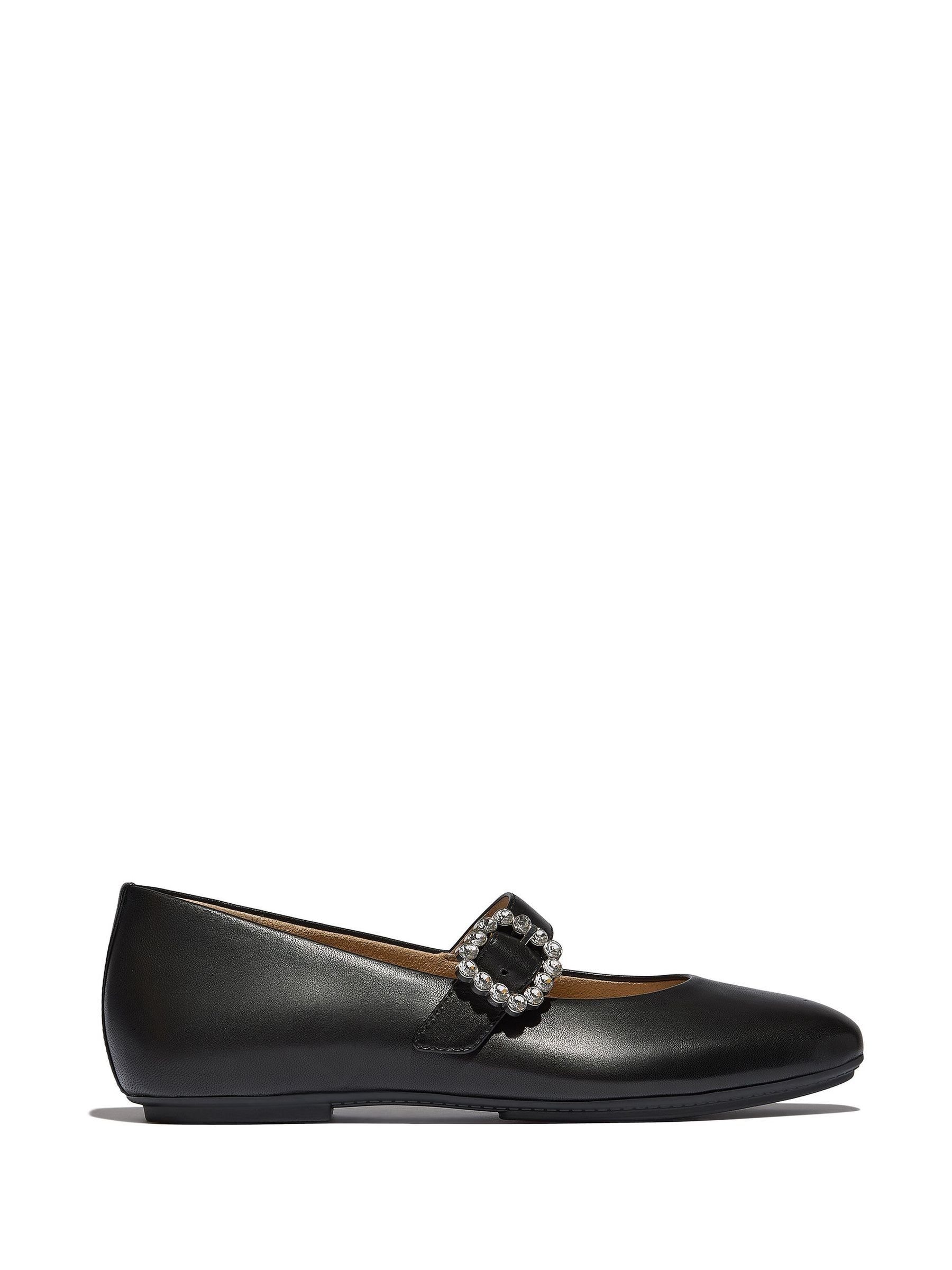 Buy FitFlop Black Delicato Crystal Buckle Leather Mary Janes Shoes