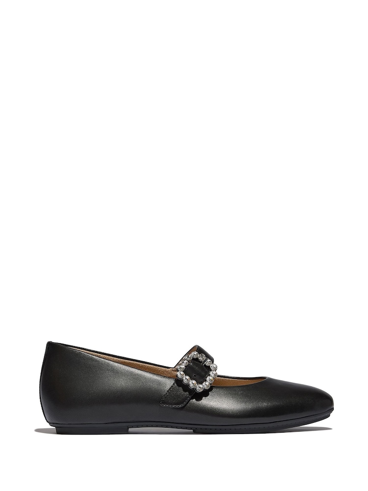 FitFlop Delicato Crystal Buckle Leather Mary Janes Shoes - Image 2 of 5