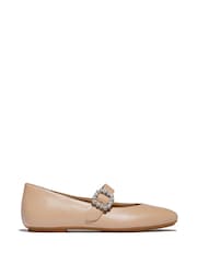 FitFlop Delicato Crystal Buckle Leather Mary Janes Shoes - Image 1 of 5